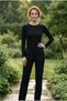 Women's 2-Pack Black & White Long Sleeve Crew Neck Cotton Lycra Stretchy Body T-Shirt Set Casual Basic Wear M-3Xl - 5