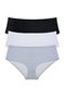 Glb-Stl41414 3 Pieces Women's High Waist Bato Panties Black White Gray