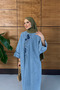 Women's Beaded Embroidered Bat Sleeve Denim Dress - 6
