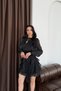 Black Tie-Back Blouse and Ruffled Skirt Set