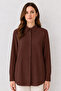 Shirt Collar Long Hijab Tunic B5945 Brown