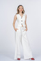 Women's Summer Ecru Aura Twill Fabric Vest Pants Set Stylish Daily Comfortable Two-Piece 1303