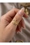 Stylish Laurel Leaf Patterned Adjustable Women's Ring in Gold Steel Look - 2