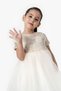 My Little Girl's Sequin Embroidered Rose Appliqué Tulle Skirted Girl's Evening Dress with Bag Set - Kr - 3