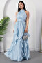 Halter Neck Ruffled Satin Dress Eli̇6073