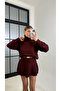 Basic Turtleneck Sweater and Mini Skirt Set - Top and Bottom Knitwear Set - 2