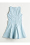 Nevavm Oval Neck Peplum Mini Jean Dress with a Difference - 6