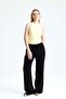 Black Tensel Washable Elastic Waist Pants