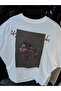 White Wolf Embroidered Oversize T-Shirt Sw-5158 - 3