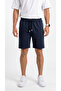 Men's Navy Blue Comfort Shorts with Side Pockets and Zippered Back Pocket Detail - 5