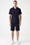 Troy Polo Collar Half Zipper Summer Men's Shorts Set - 3