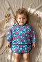 Blue Strawberry and Daisy Patterned Liquid-Proof Baby Food and Activity Bib with Pockets and Sleeves for 6-24 Months - 3