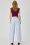 Women's Skater Jean Pants – High Waist, Wide Leg, Comfortable Fit, 100% Cotton, Blue Denim - 4