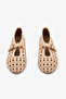 Powder Genuine Leather Laser Cut Perforated Women's Ballerinas - 6