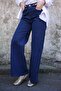 Dark Blue High Waist Palazzo Jeans - 3