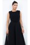 Special Collection Chiffon Cape Evening Jumpsuit - Double Breasted Collar Beaded Belt Detail Wide Leg Jumpsuit - Wedding - Graduation - Office Chic - 2