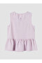 Lilac Crew Neck Embroidered Ruffled Girls' Blouse - 4