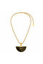 Gold Navy Blue Fan-Shaped Necklace – Stylish Women's Necklace with Adjustable Chain