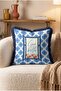 Ciao Bella Window Motif Fringed Cushion Cover - Navy Blue Cushion Cover with Tassels and Blue Tile Pattern - 5
