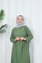 Buckle Detailed Tied Ayrobin Dress Khaki Hnt85921 - 5