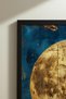 Single Wooden Table with Golden Full Moon and Blue Mosque Design - Black Wooden Frame Home and Business Place Table - 4
