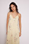 Flower-Patterned Lace Dress with Detailing in Yellow - 3