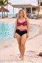 Women's Red Black Large Size Baroque Patterned High Waist Gathering Bikini Set Hzl26S-Lc6138-2 - 3