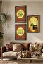 Kaba Themed Triple Wooden Table with Allah and Muhammad Inscriptions - Black Wooden Framed Home and Business Table - 3