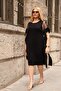 Plus Size Black Dress with Tulle Detail - 3