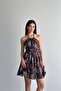 Patterned Short Dress Brown - 3