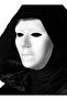 Black Hooded 120 cm Cape and White Paintable Full Face Mask - 3