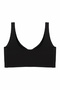 Laser Cut Seamless Gathering Wire-Free Front Snap Comfortable Support Bralette Strappy Black Women's Bra - 3