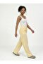 Women's High Waist Striped Relaxed Fit Pocket Pants Elastic Casual Trousers