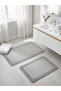 Sisal Vector Non-Slip Based Easy-To-Wipe 2-Piece Gray Bathroom Mat Set 60X100-50X60