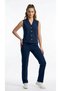 Women's v-neck gold button detail vest pant modal set - 5
