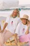 Women's Oversize T-Shirt Pink Kitty Club Printed White – Crew Neck, Comfortable Fit, 100% Cotton - 3