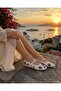 Women's White Floral Pattern Embroidered Transparent Tulle Convenient, Stylish Ballerinas - 2