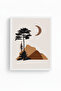Minimal Mountain Landscape Painting with White Wooden Frame - Brown Tones |   Huhu1577 - Single Table White Frame