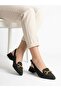 Women's Black Thick Heel Comfortable Fit Heeled Ballerina Shoes - 3