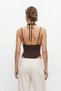 Coffee Thin Strap Lace Detailed Snap Bodysuit 3235 - 3
