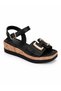 Liza Black with Gold Buckle - Comfortable for Daily Wear - Women's Sandals