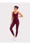 Women's Burgundy Color Slim Fit Cross Band Gathering Yoga Pilates Jumpsuit Sports Leggings Backless - 4