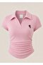 3-Piece Vintage Polo Collar Ribbed Lycra Blouse - 4