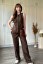 Linen Buttoned Brown Vest Suit - 2