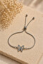 Women's White Color Zircon Stone Butterfly Adjustable Bracelet