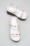 Alessia Rosetti White Beaded Women's Colorful Bead Detailed Daily Double Strap Ankle Strap Wedge Heeled Sandals - 2