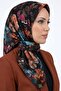 Women's Black Orange Floral Patterned Organic Cotton Soft Scarf