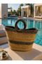 Wicker Beach Pool and Picnic Bag, Can Be Hanged on the Shoulder, Hard-Structured, Stylish Design, 45 cm - 4