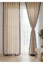 Black Pompom - Tasseled Buldan Linen 100% Cotton Natural Linen Curtain Sunshade and Background - Single Panel