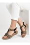 Women's full orthopedic soft soled sandal with rubber detail and stone decoration - 3